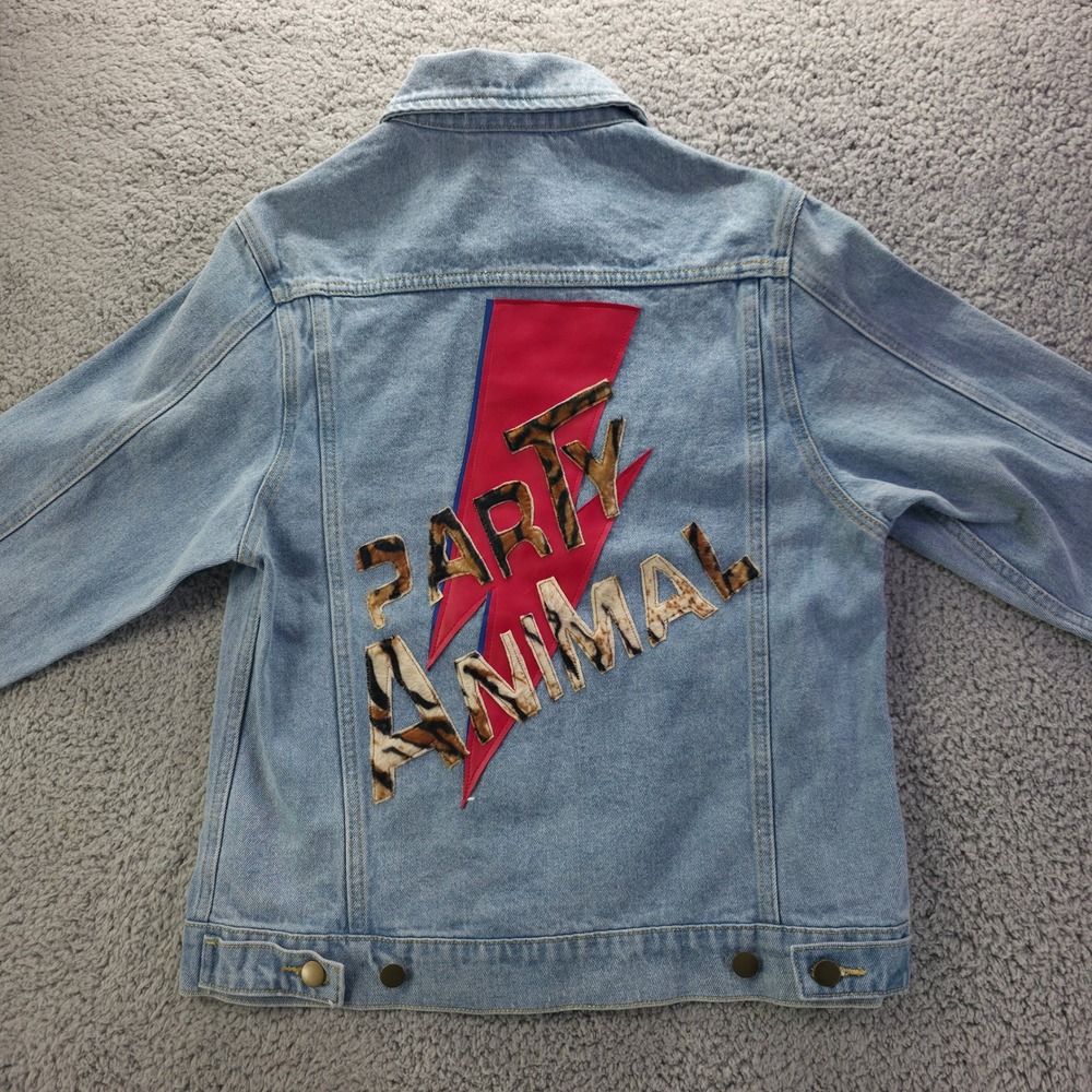 High Heels Suicide Party Animal Denim Jacket Light Wash Distressed Medium